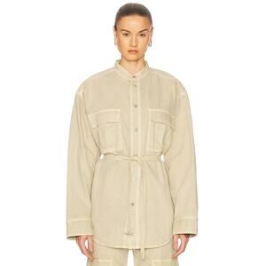 Haikure Ivonne Twill Jacket Button Front Belted Utility Chic Italy Barley Size S